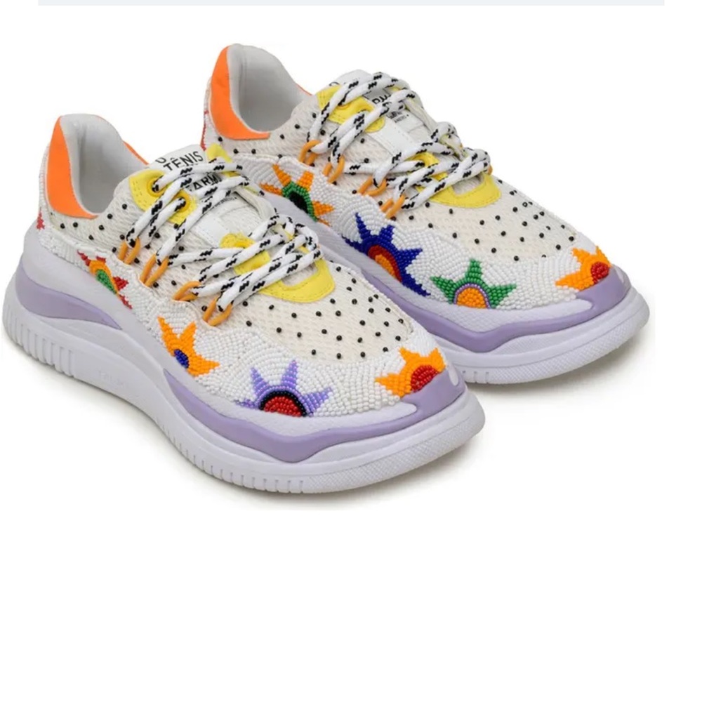 Farm Rio sunset beaded platform sneakers size 6. Music festival ready NWB